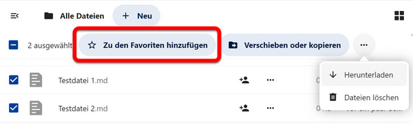 Eine Datei wurde ausgewählt und die Schaltfläche "Zu den Favoriten hinzufügen" erscheint
