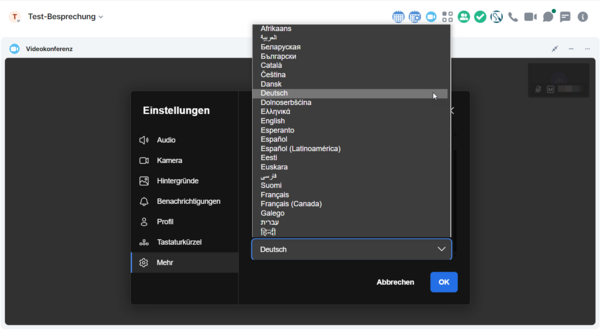 Auswahl der Sprache