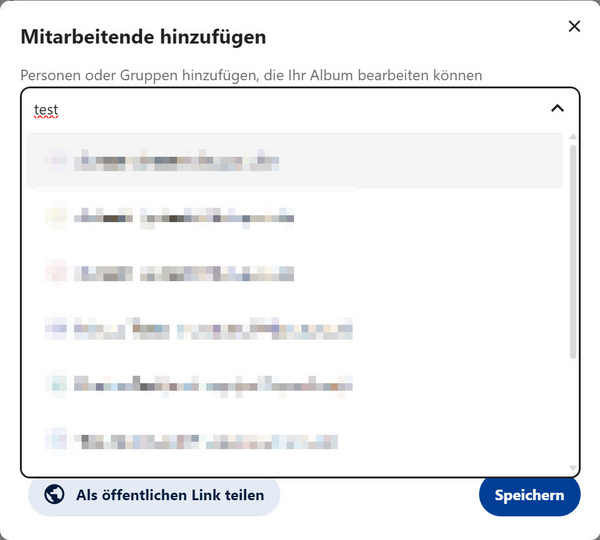 Mitarbeitende hinzufügen (Auswahl aus Liste)