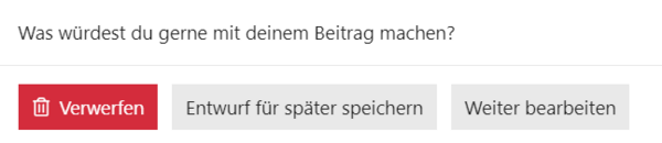 Schaltfläche beim Schließen des Editors