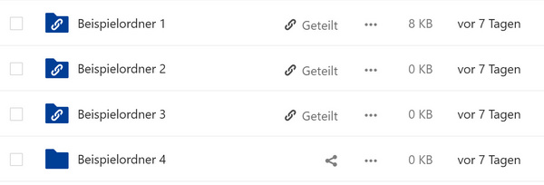 Geteilte Ordner in der Liste