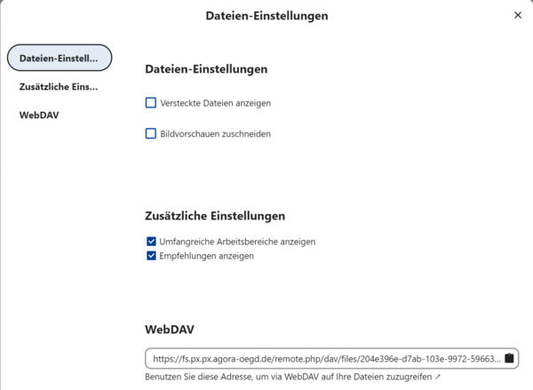 Dateien-Einstellungen