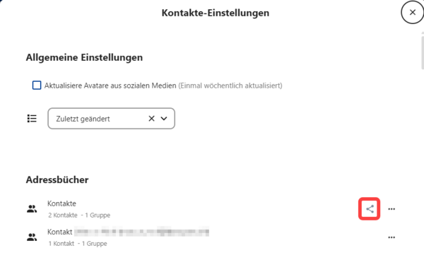 Kontakte mit Ihren Adressbüchern teilen