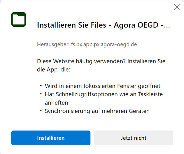 Installation bestätigen