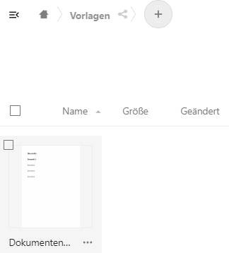Eine Vorlage für Dokumente wurde im Vorlagenordner abgelegt