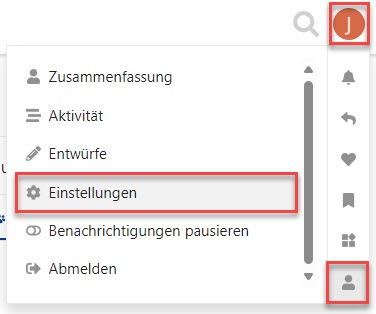 Einstellungen in den Profileinstellungen