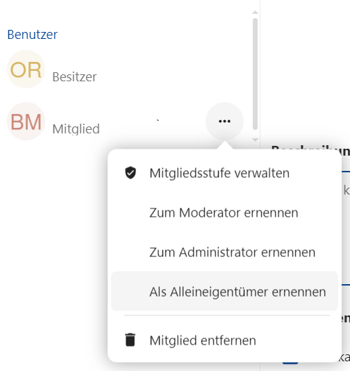 Kreis-Mitgliedern eine Rolle zuweisen