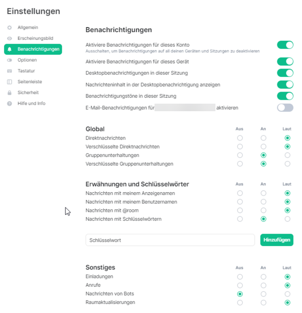 Benachrichtigungseinstellungen